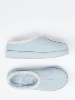 UGG – Lammfell-Clogs aus Veloursleder eisblau