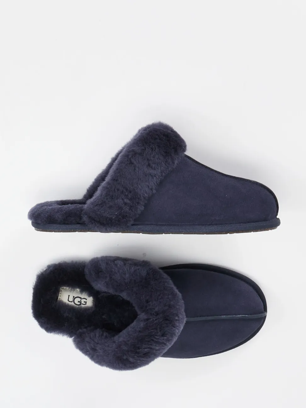UGG – Lammfell-Pantoffeln aus Veloursleder dunkelblau