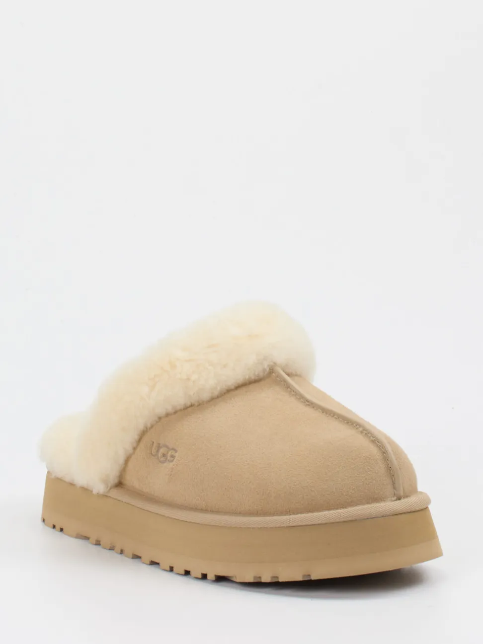 UGG – Lammfell-Pantoffeln aus Veloursleder Beigebraun