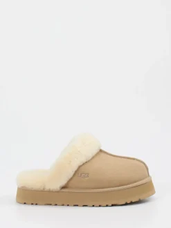 UGG – Lammfell-Pantoffeln aus Veloursleder Beigebraun