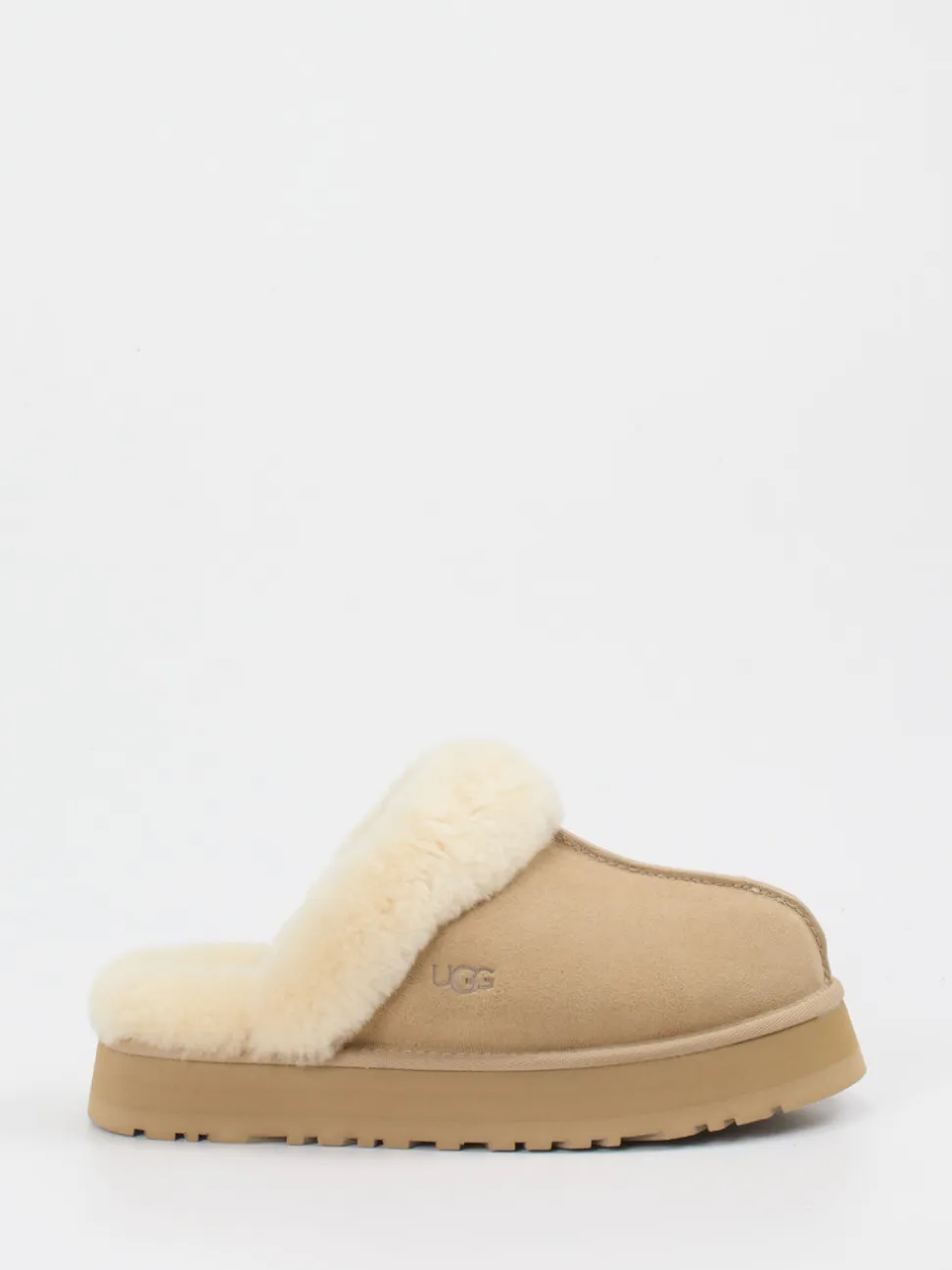 UGG – Lammfell-Pantoffeln aus Veloursleder Beigebraun