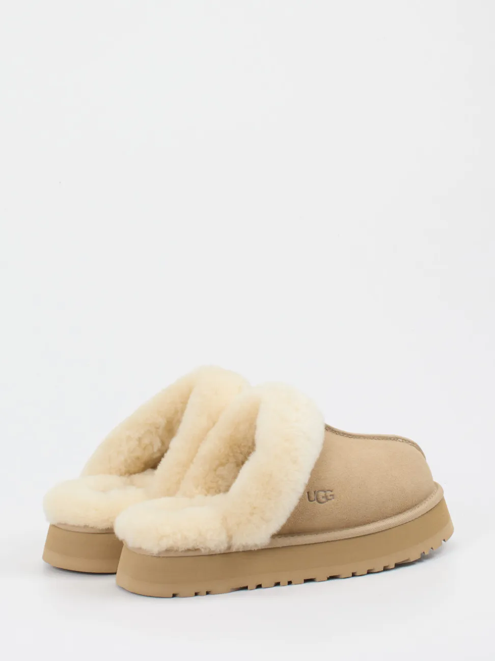 UGG – Lammfell-Pantoffeln aus Veloursleder Beigebraun