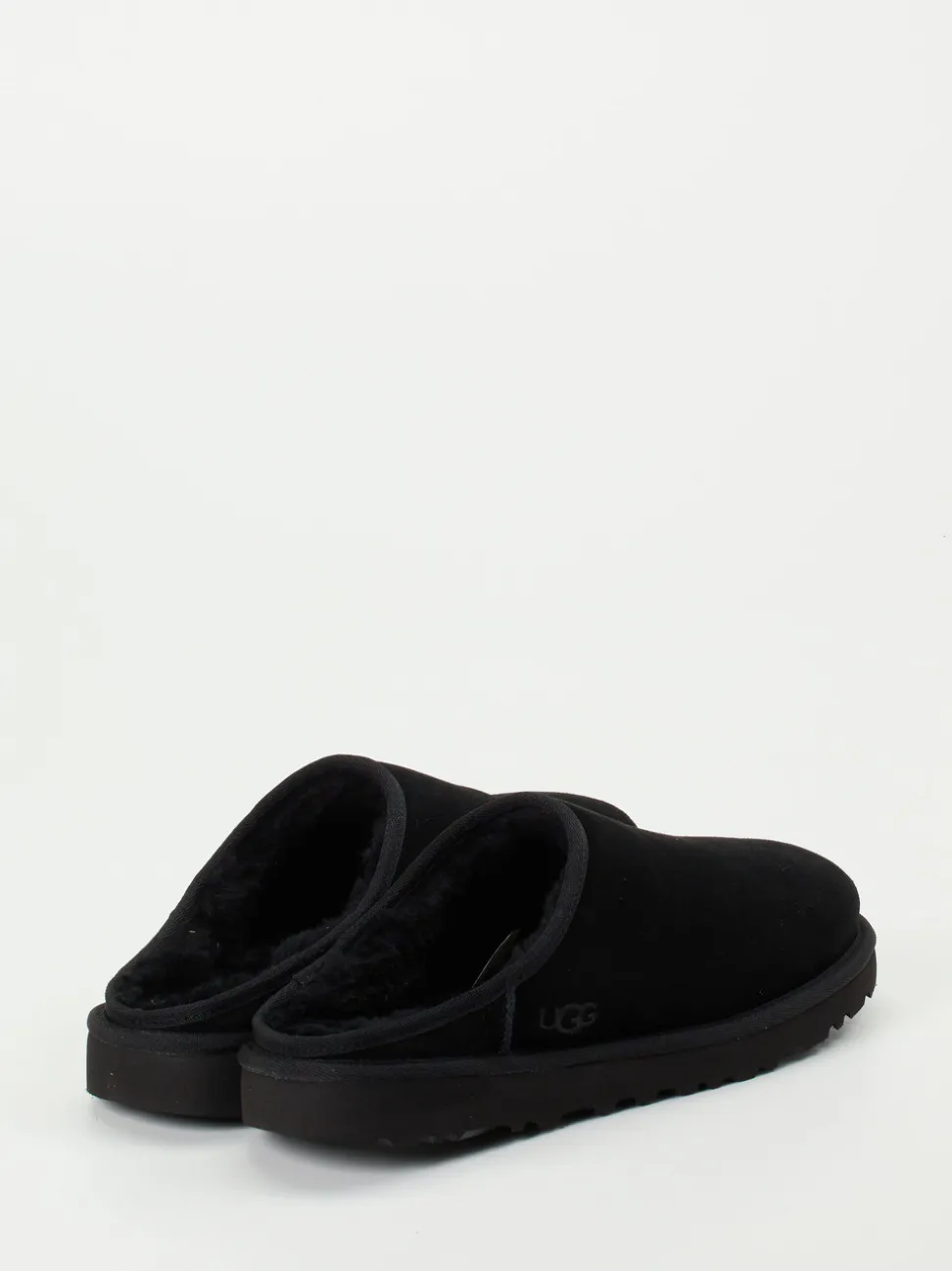 UGG – Lammfell-Pantoffeln aus Veloursleder schwarz