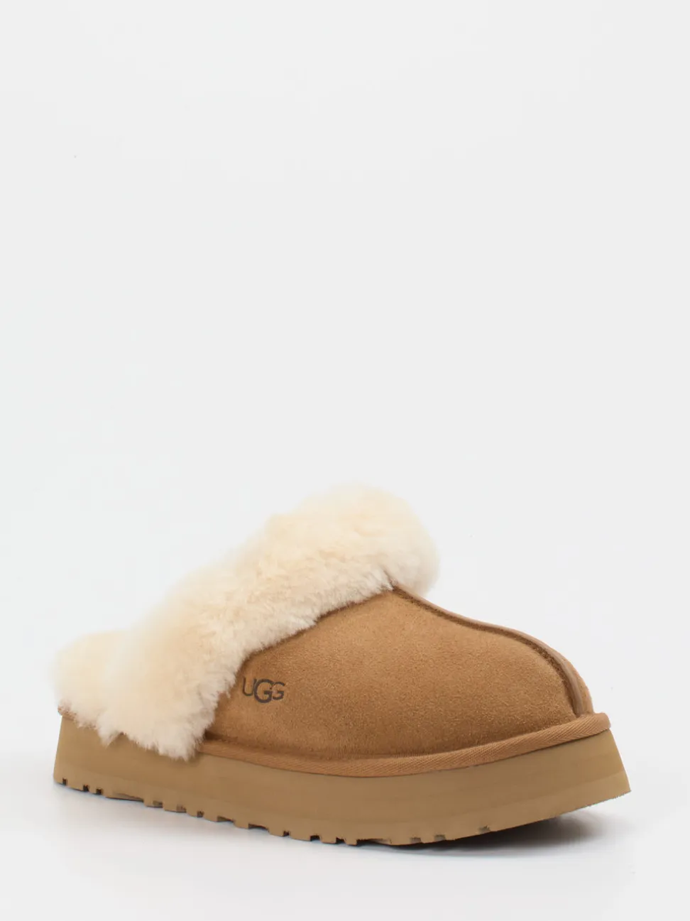 UGG – Lammfell-Pantoffeln aus Veloursleder karamellbraun