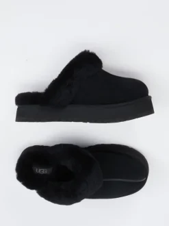 UGG – Lammfell-Pantoletten aus Veloursleder Schwarz