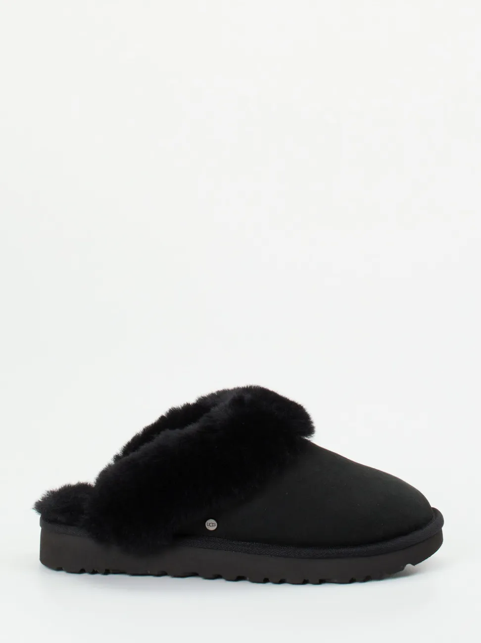 UGG – Lammfell-Pantoletten aus Veloursleder schwarz