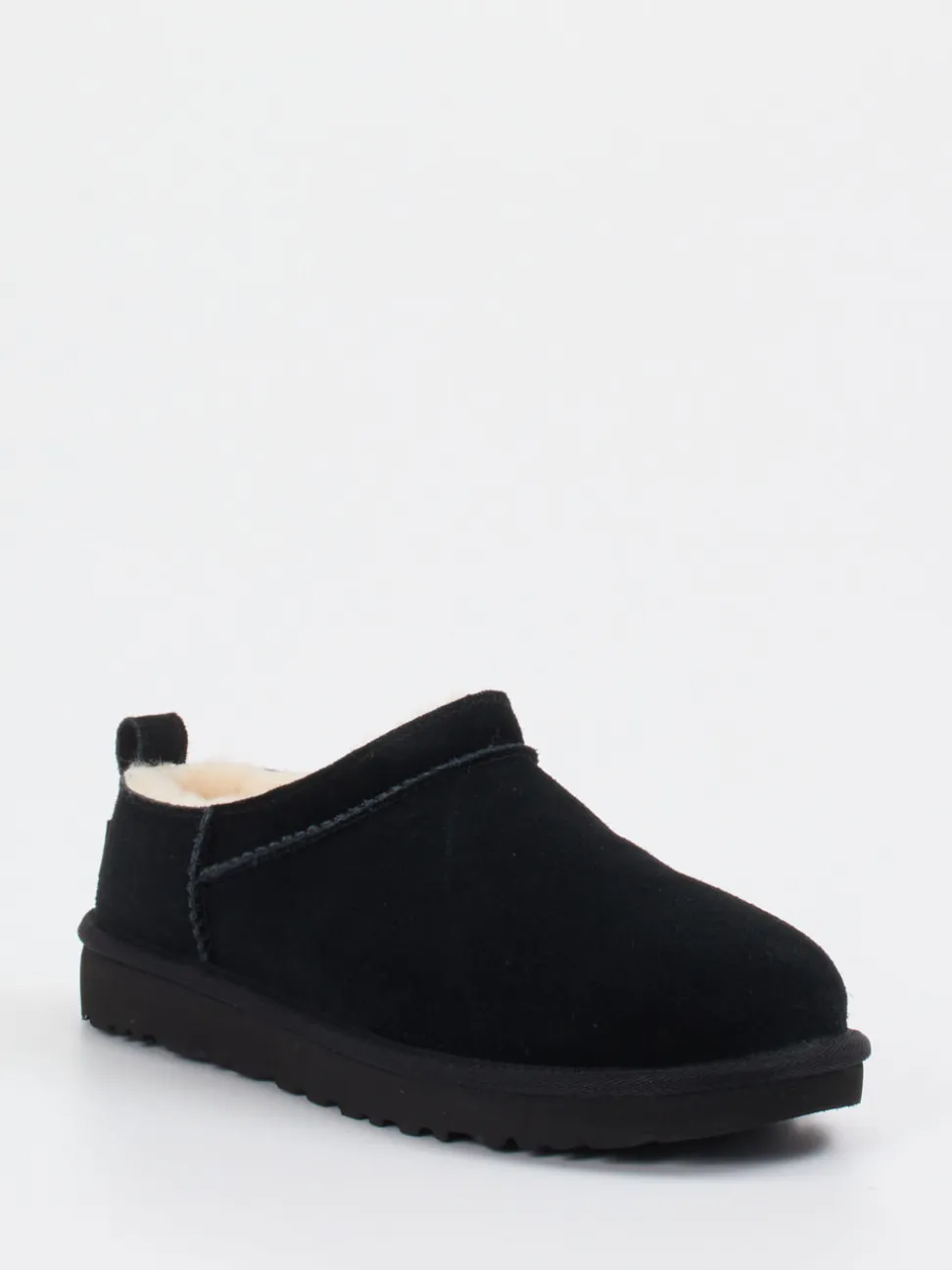 UGG – Lammfell-Slipper aus Veloursleder schwarz