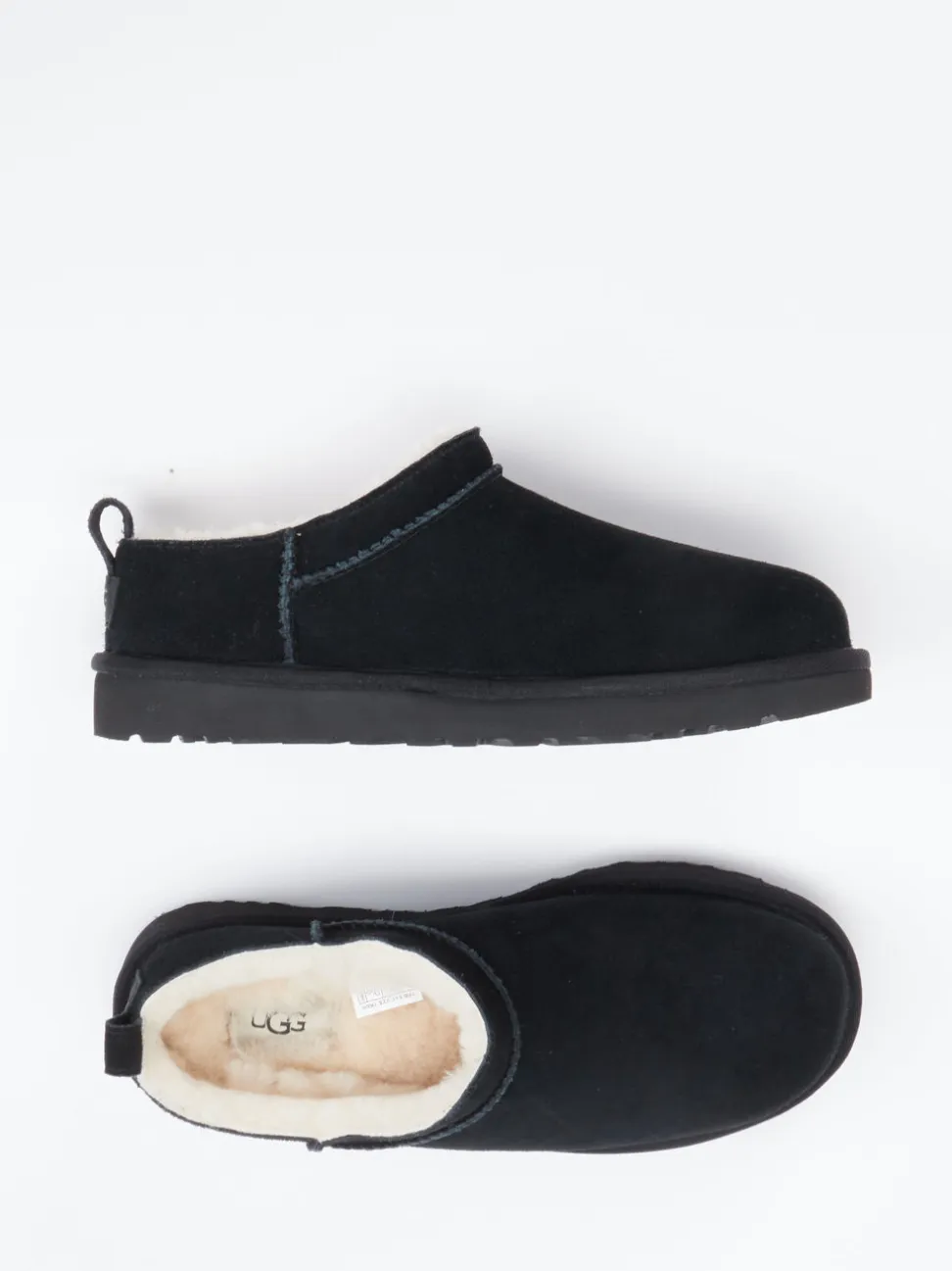 UGG – Lammfell-Slipper aus Veloursleder schwarz