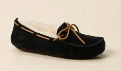 UGG – Mokassin-Hausschuh aus Veloursleder Schwarz