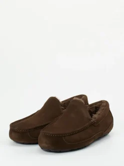 UGG – Mokassin-Hausschuh aus Veloursleder Dunkelbraun
