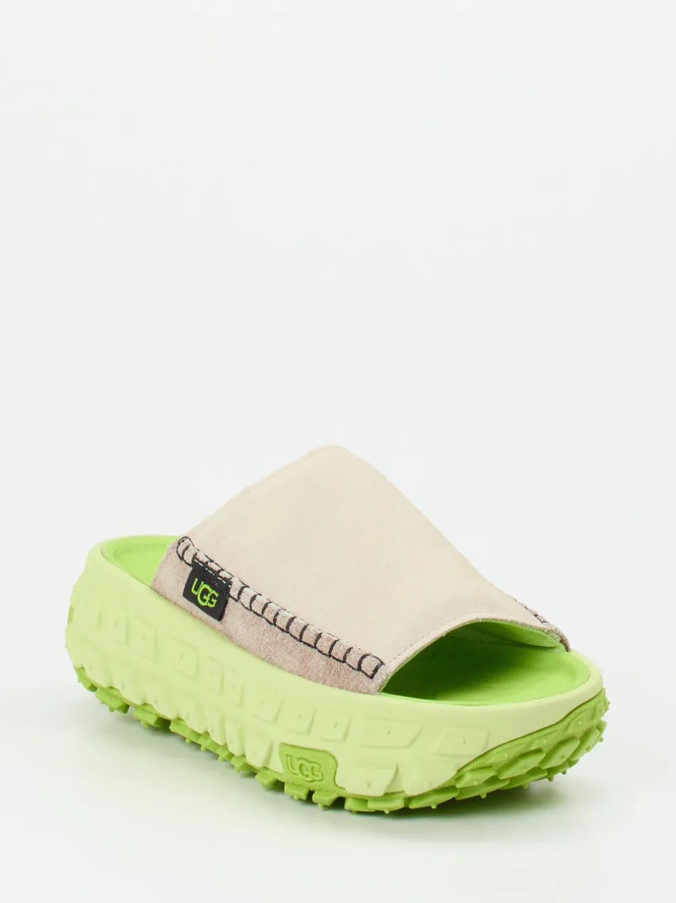 UGG – Pantolette aus Veloursleder in Beigegrau