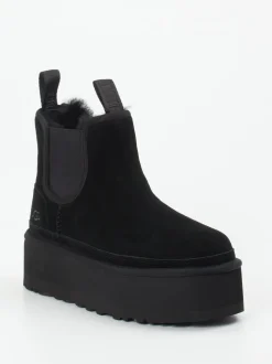 UGG – Plateau-Chelsea Boots aus Veloursleder Schwarz