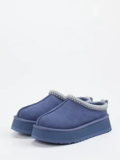 UGG – Plateau-Hausschuh aus Veloursleder in Blau