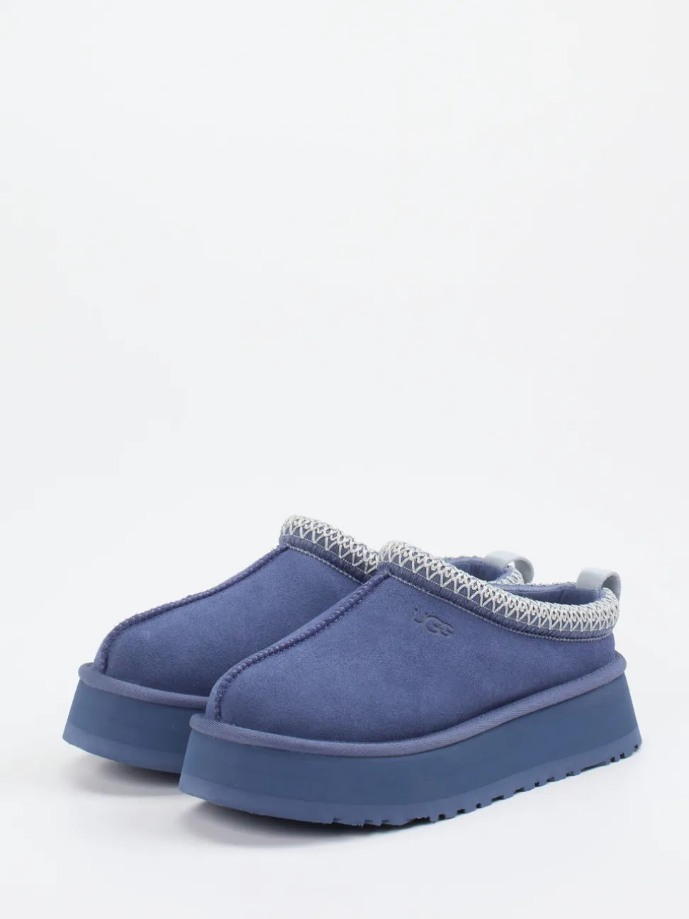 UGG – Plateau-Hausschuh aus Veloursleder in Blau