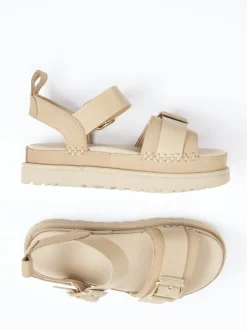 UGG – Plateau-Sandale aus Nubukleder Beige