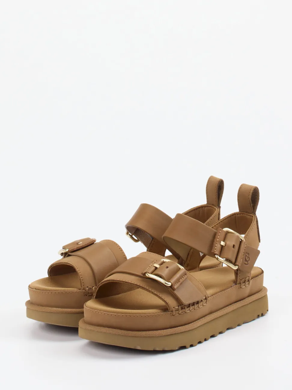 UGG – Plateau-Sandalen aus Nubukleder cognacbraun