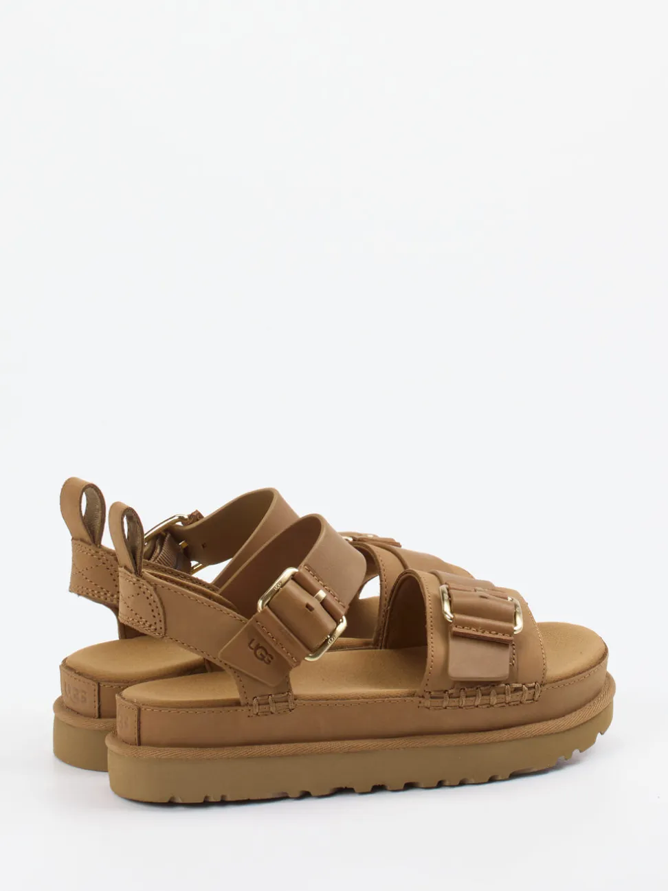 UGG – Plateau-Sandalen aus Nubukleder cognacbraun