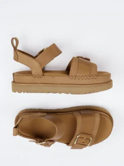 UGG – Plateau-Sandalen aus Nubukleder cognacbraun