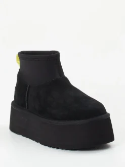 UGG – Plateau-Stiefelette aus Veloursleder Schwarz