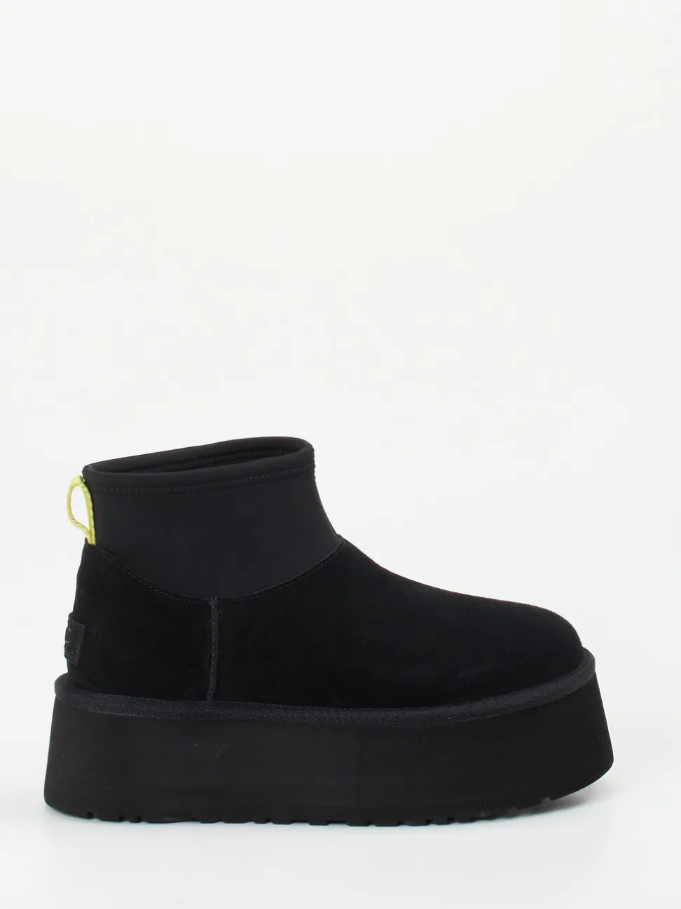 UGG – Plateau-Stiefelette aus Veloursleder Schwarz