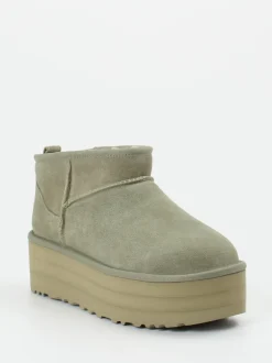 UGG – Plateau-Stiefelette aus Veloursleder Salbeigrün