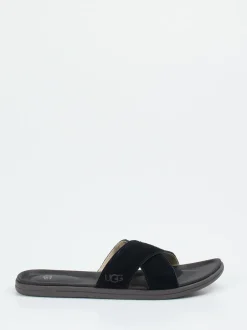 UGG – Slides aus Veloursleder in Schwarz