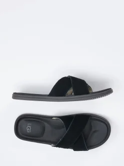 UGG – Slides aus Veloursleder in Schwarz