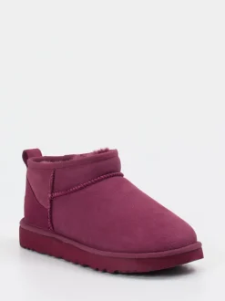 UGG – Stiefeletten aus Veloursleder beerenrot