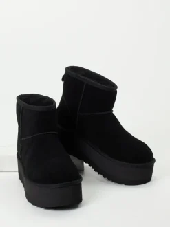 UGG – Stiefeletten aus Veloursleder Schwarz Plateau
