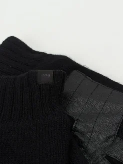 UGG – Strickhandschuhe aus Textil und Leder Schwarz