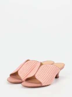 Unützer – Mules aus Kalbleder und Flechttextil rosa