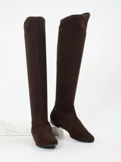 Unützer – Overknee-Stiefel aus Veloursleder Dunkelbraun