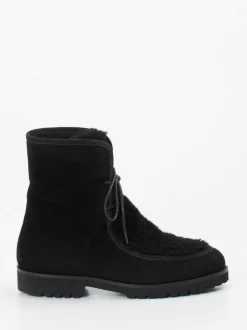 Unützer – Schnürstiefelette aus Veloursleder schwarz
