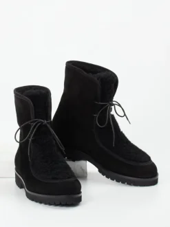 Unützer – Schnürstiefelette aus Veloursleder schwarz