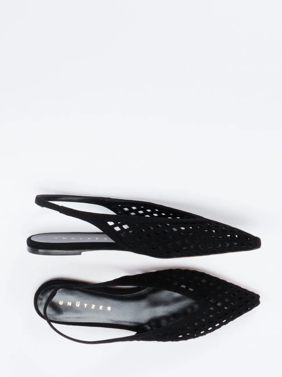 Unützer – Slingback-Ballerinas aus Veloursleder Schwarz