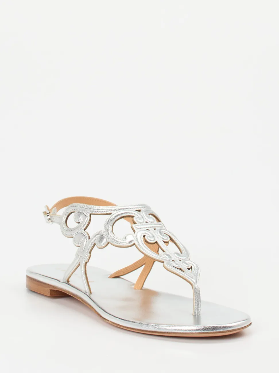 Unützer – Zehentrenner-Sandalen aus Lackleder silber