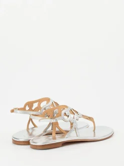 Unützer – Zehentrenner-Sandalen aus Lackleder silber