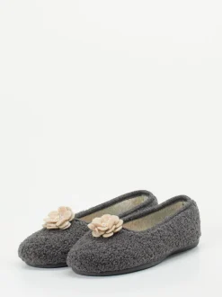 Varomed – Ballerina-Hausschuh aus Textil anthrazit