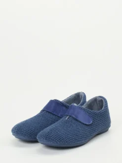Varomed – Klett-Hausschuh aus strukturiertem Textil Dunkelblau