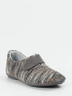 Varomed – Klett-Hausschuh aus Textilstrick Grau-Melange