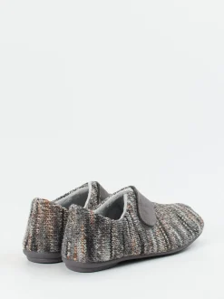Varomed – Klett-Hausschuh aus Textilstrick Grau-Melange