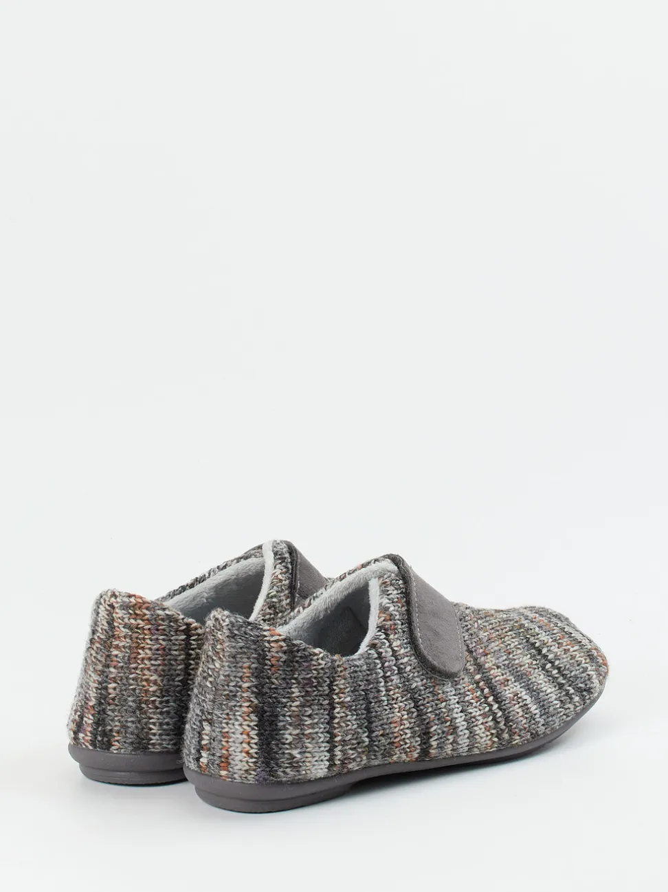 Varomed – Klett-Hausschuh aus Textilstrick Grau-Melange