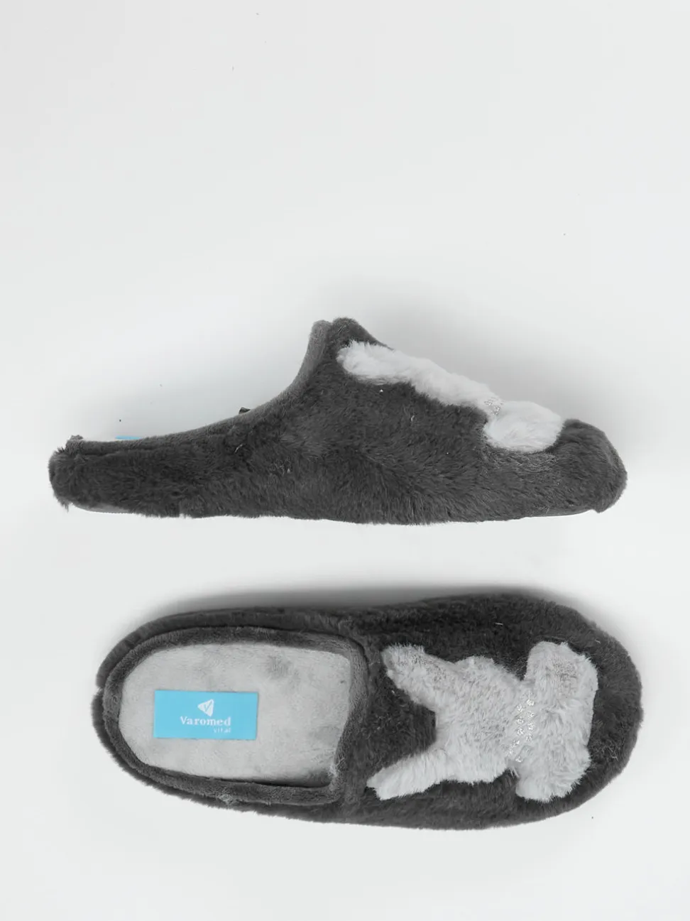 Varomed – Pantoffeln aus Plüschtextil in Grau