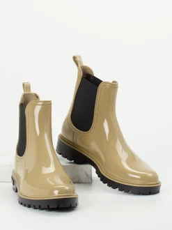 Verbenas – Chelsea Boots aus glänzendem Synthetik beige