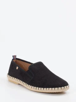 Verbenas – Espadrilles aus Leder mit Lochmuster schwarz
