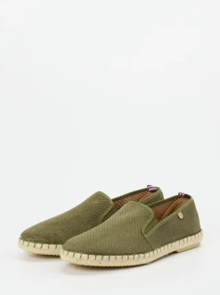 Verbenas – Espadrilles aus Veloursleder Olivgrün