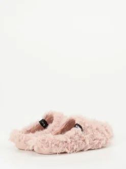 Verbenas – Pantoffeln aus Textil mit Kunstfell rosa