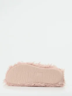 Verbenas – Pantoffeln aus Textil mit Kunstfell rosa