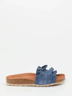 Verbenas – Pantoletten aus Veloursleder jeansblau
