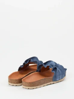 Verbenas – Pantoletten aus Veloursleder jeansblau
